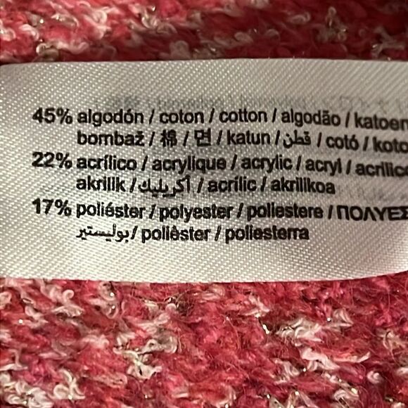 Zara Pink Cotton Blend Button‎ Up Cropped Cardigan Size M - Picture 10 of 11